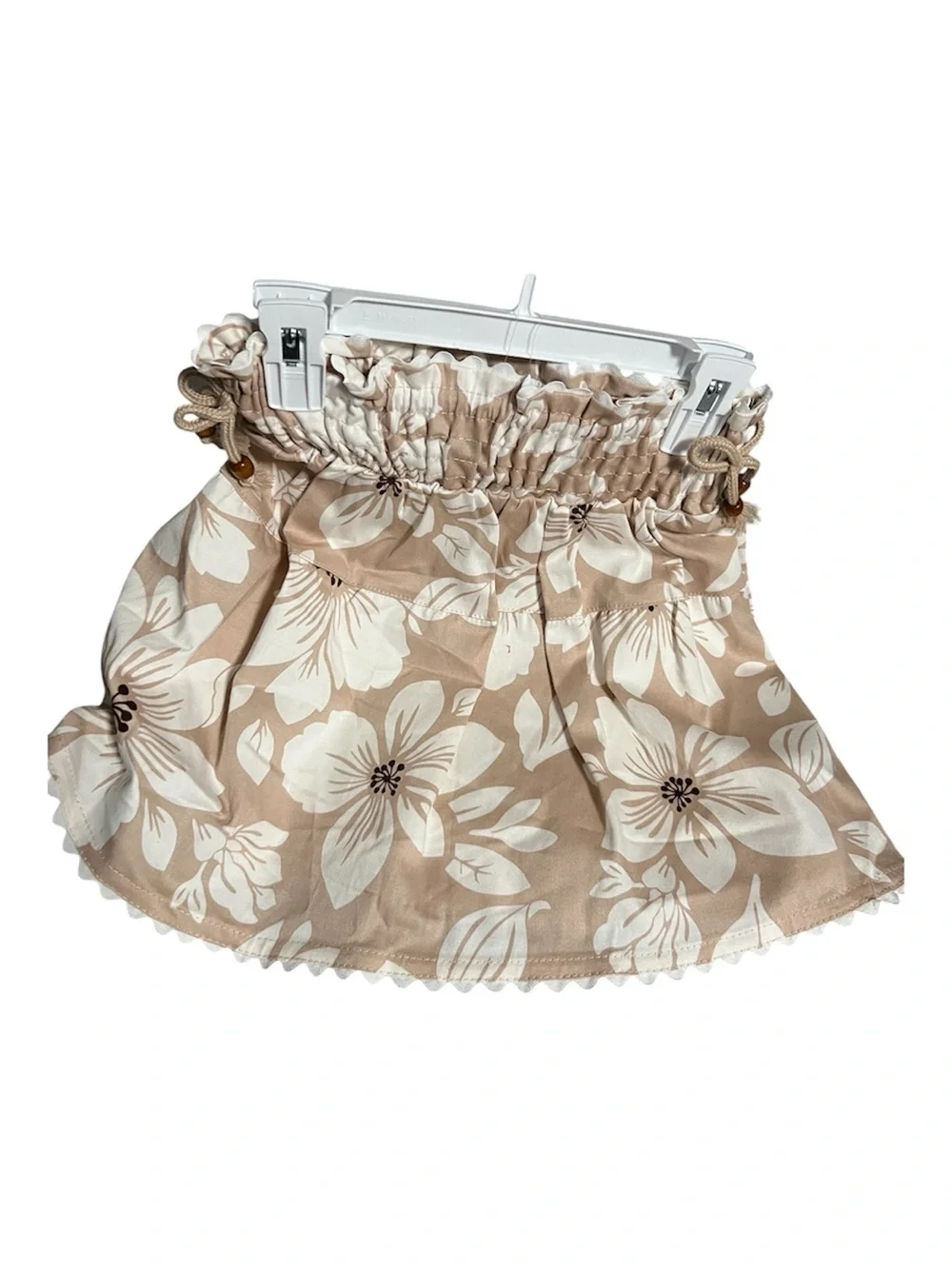 NWT girls BTween Cream Ribbed Tank with Beige Floral Skirt Set sz 10 - Picture 3 of 4